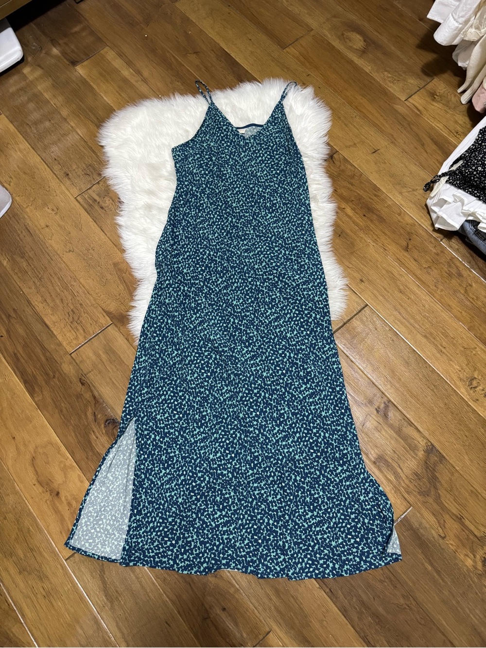 Teal Floral Slip Dress